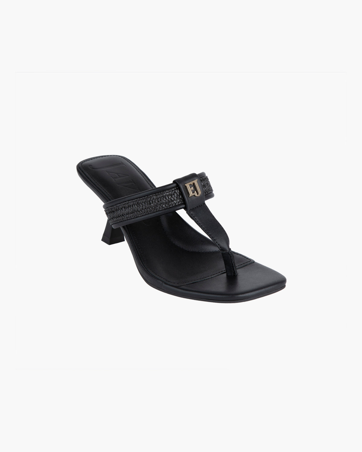 Eric Javits Black Logo Thong Summer Sandal