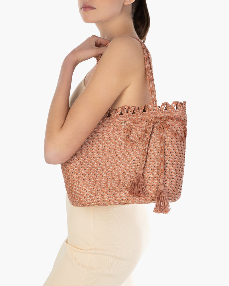 SQUISHEE® BARDOT STRAW TOTE Terracotta Eric Javits