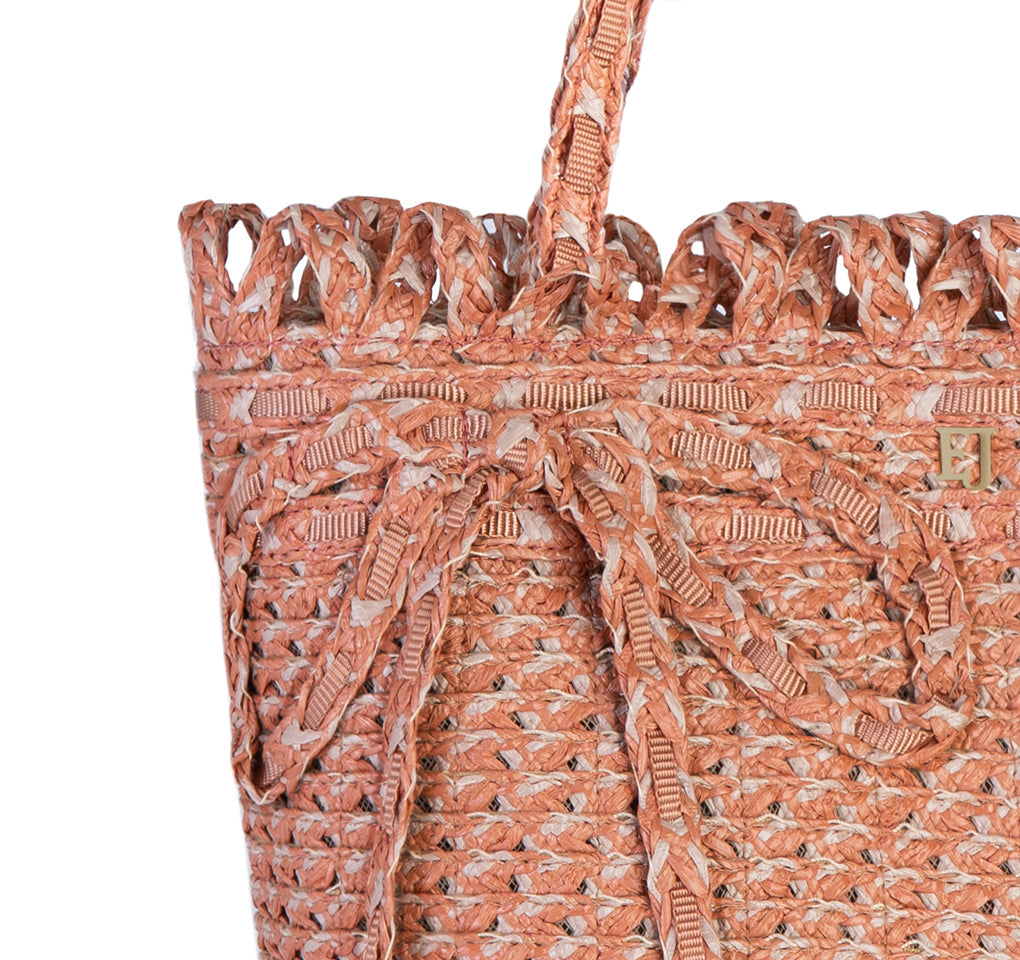 SQUISHEE® BARDOT STRAW TOTE Terracotta Eric Javits