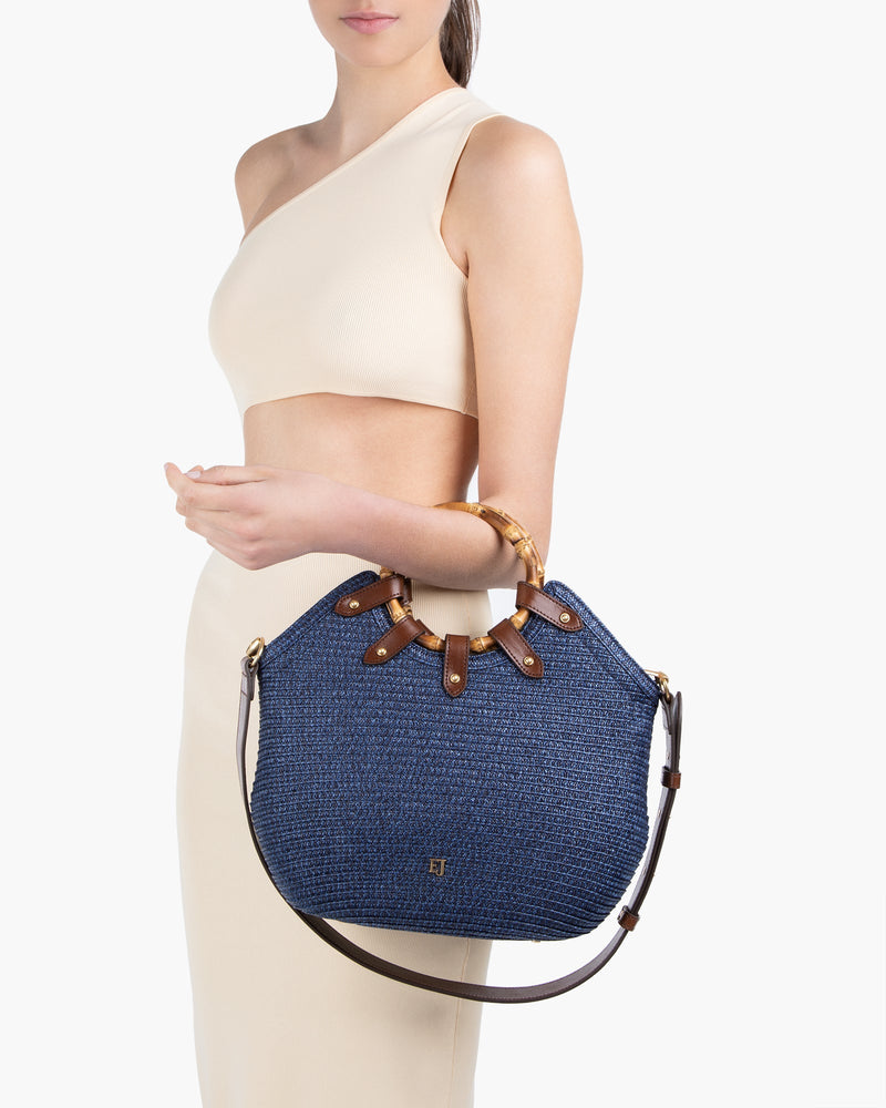 MY WAY STRAW BAG Navy Eric Javit