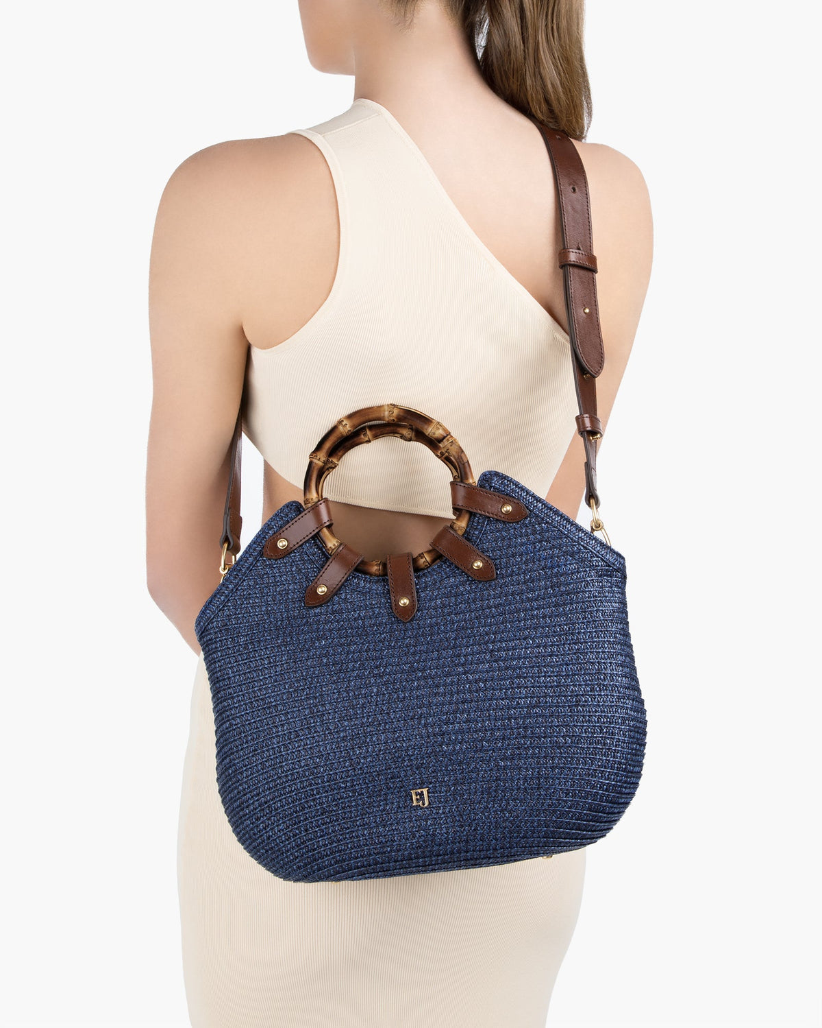 MY WAY STRAW BAG Navy Eric Javit