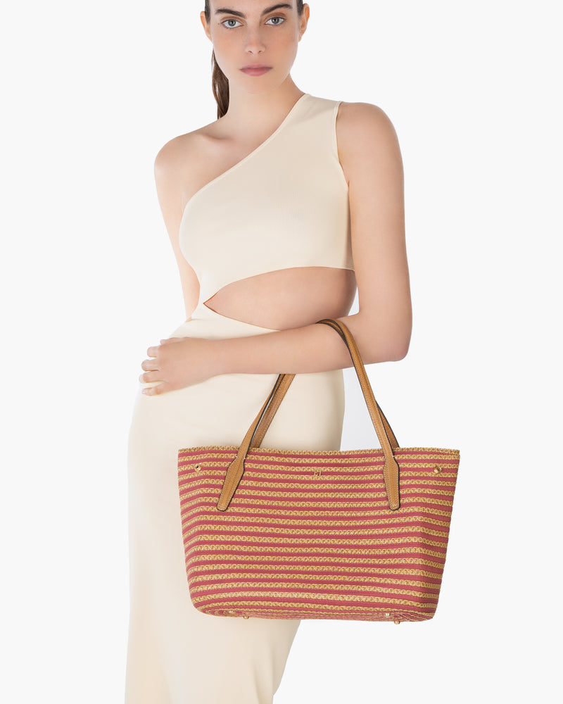 SQUISHEE® ISLA STRAW BAG Salmon Mix Eric Javits
