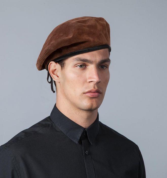 Eric Javits Men Hats SM / Brown Suede Beret Hat For Men Whiskey