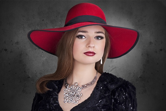 A fashion model wearing a hat