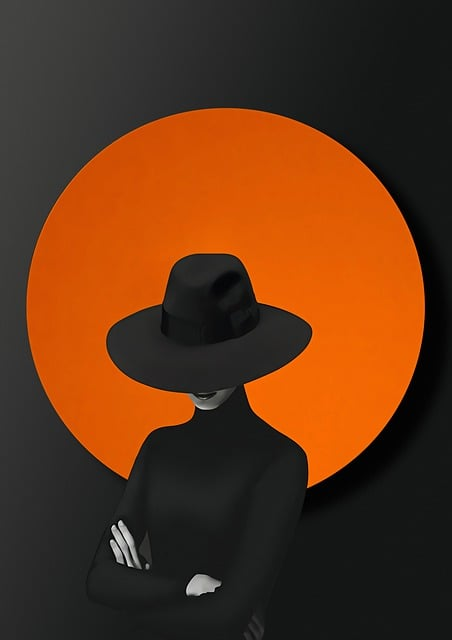 A fashion model wearing a hat