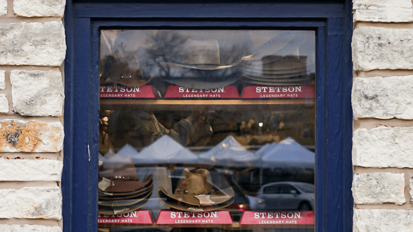 Proper storage of cowboy hats in a dedicated glass box