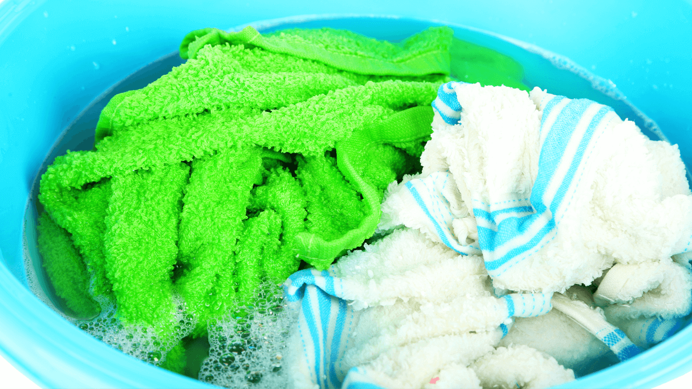 soaked clothes in a tub