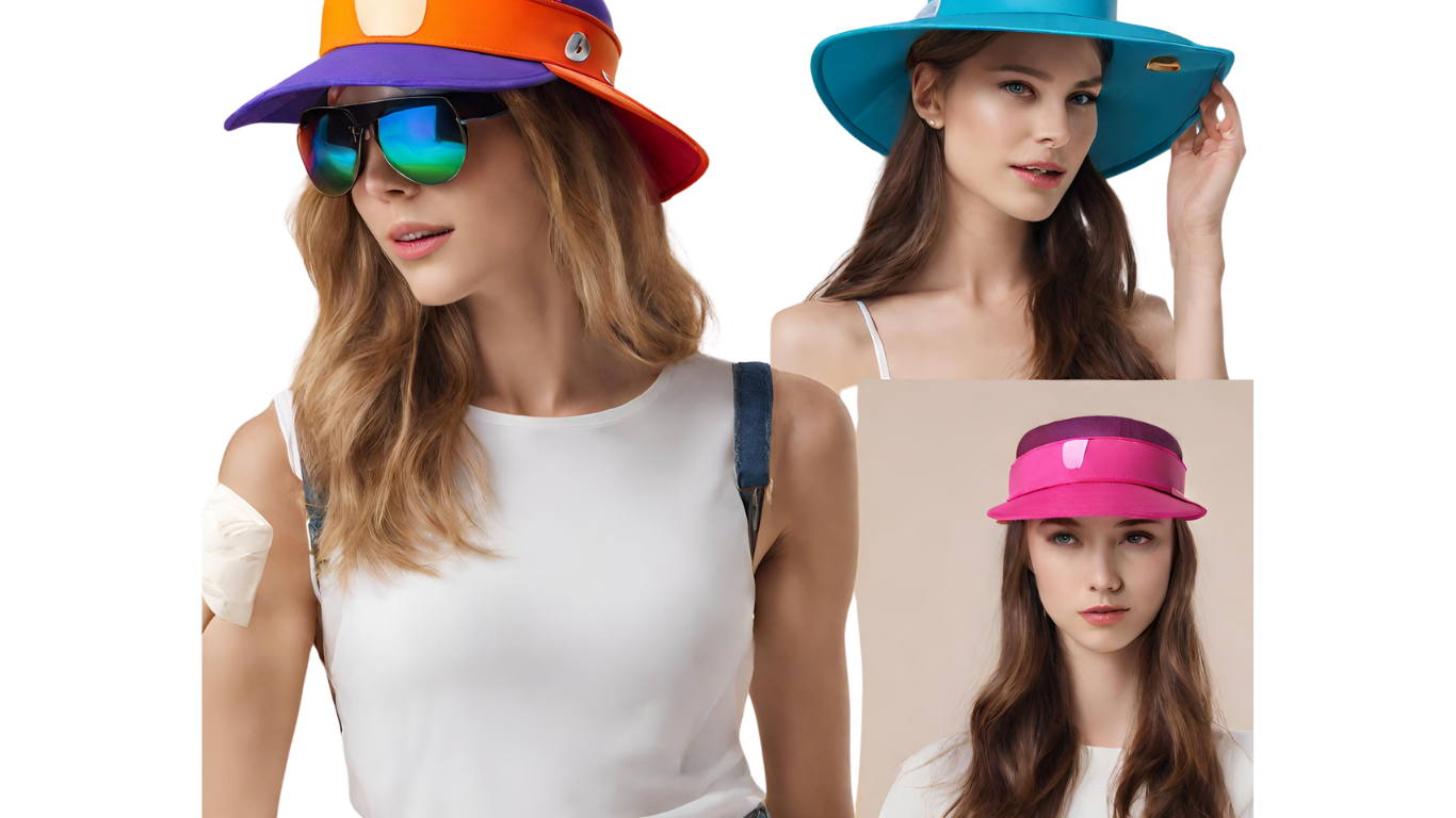 colorful visor hats