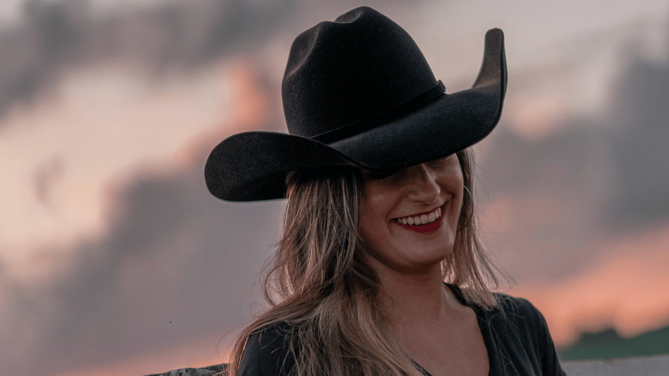 woman wearing the classic boss of the plains hat