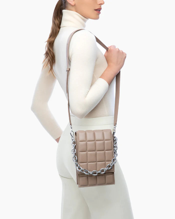 Women's Cotton Padded Cassette Tote Bag Puffer Shoulder Bag Woven Handbag