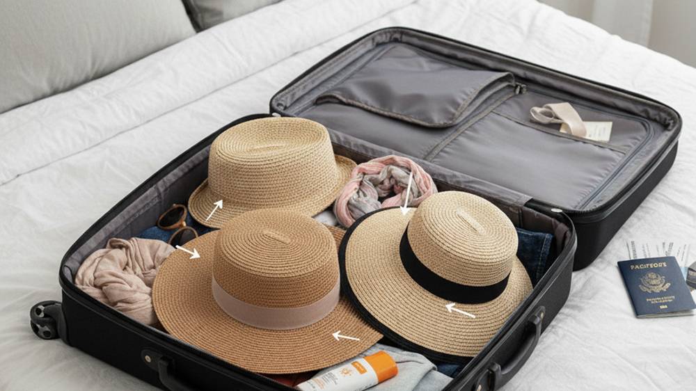 how to pack a straw hat