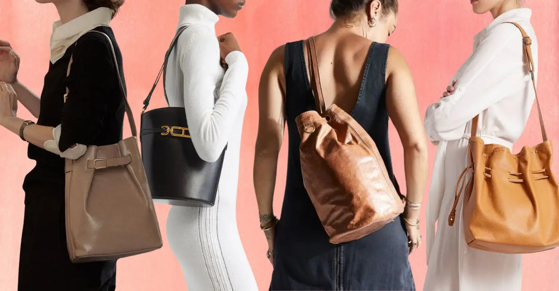 Large leather bucket bags