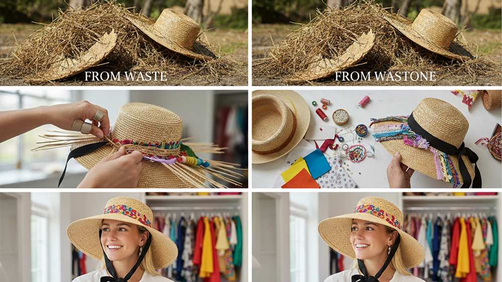 upcycled straw hats
