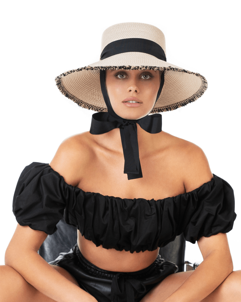 elegant white straw hat for the beach
