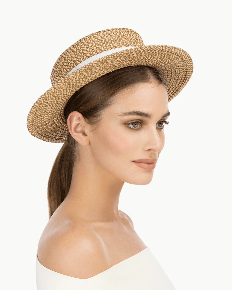 boater hat for an outdoor brunch