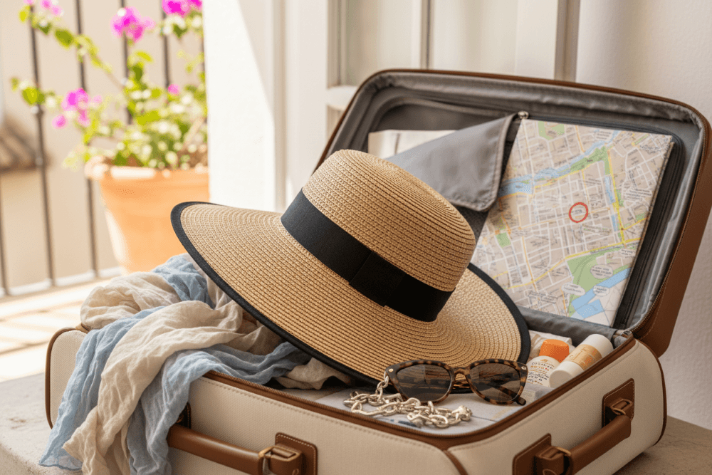 how to pack a sun hat for europe