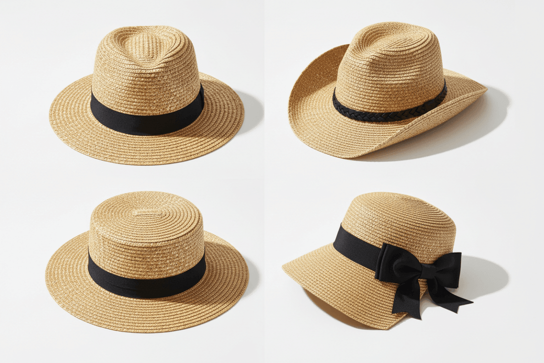 two tone straw hat black band