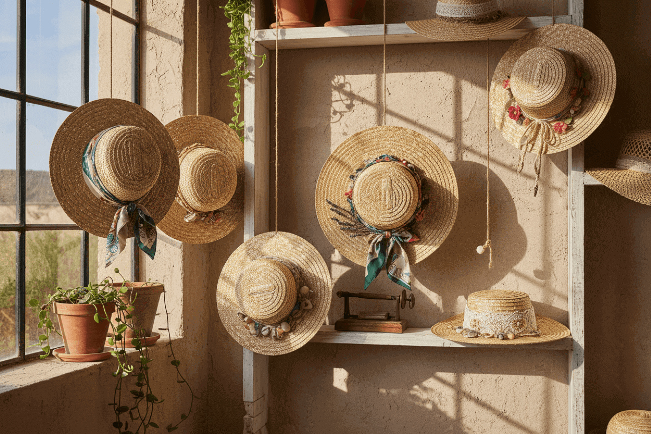 upcycled straw hats