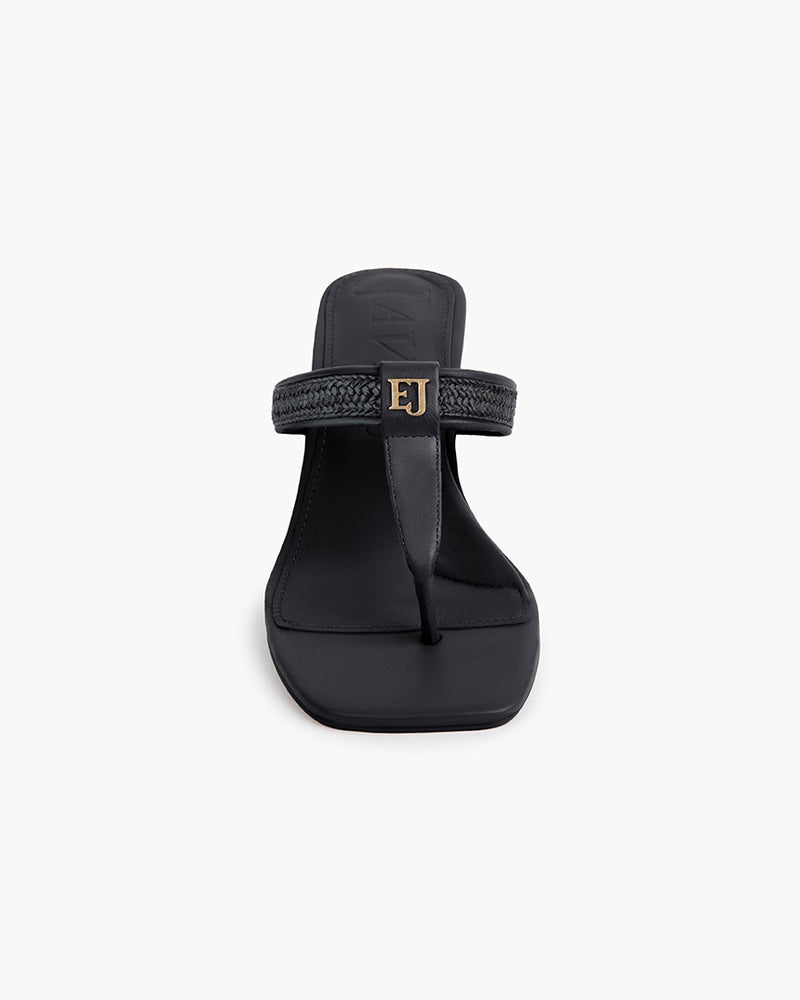Eric Javits Black Logo Thong Summer Sandal