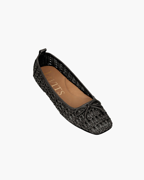 Parris Raffia Black Ballet I Women's Shoes | Eric Javits