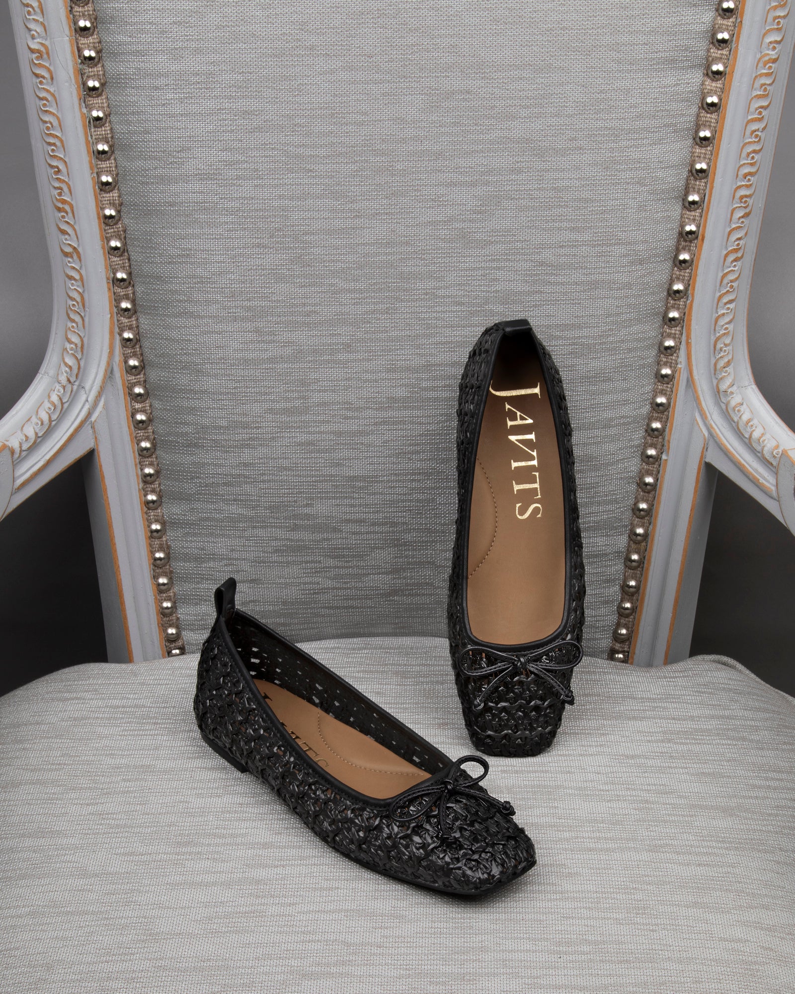 Parris Raffia Black Ballet I Women's Shoes | Eric Javits