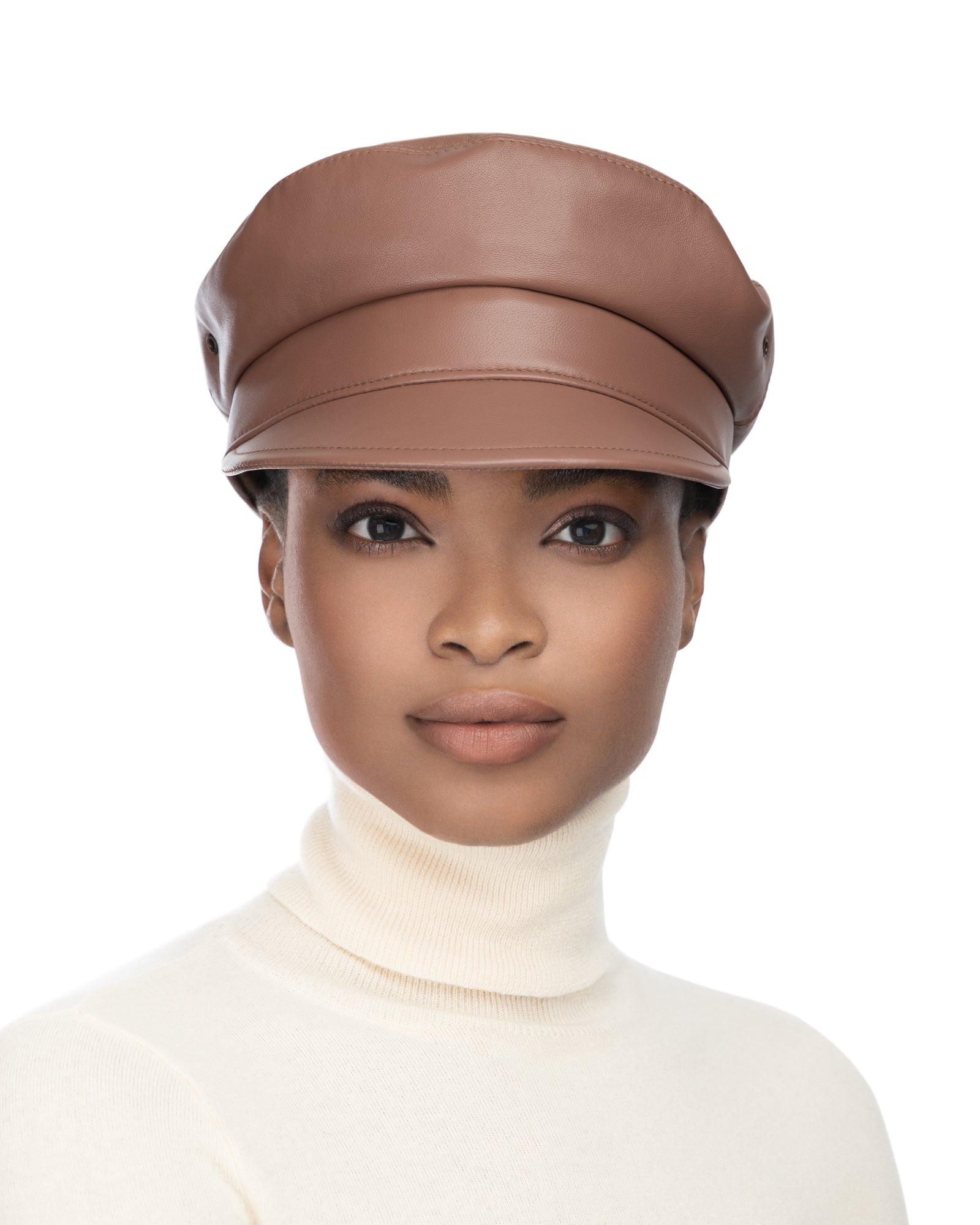 Eric Javits Women Hats Almondine Night Porter Leather Cap