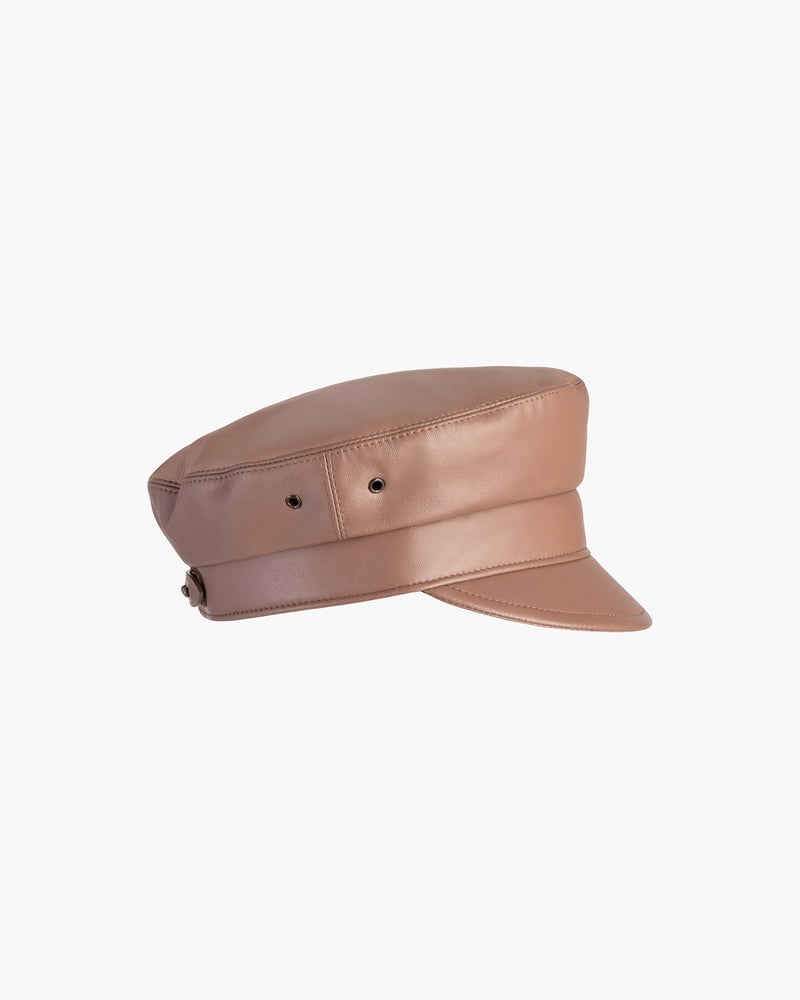 Eric Javits Women Hats Almondine Night Porter Leather Cap