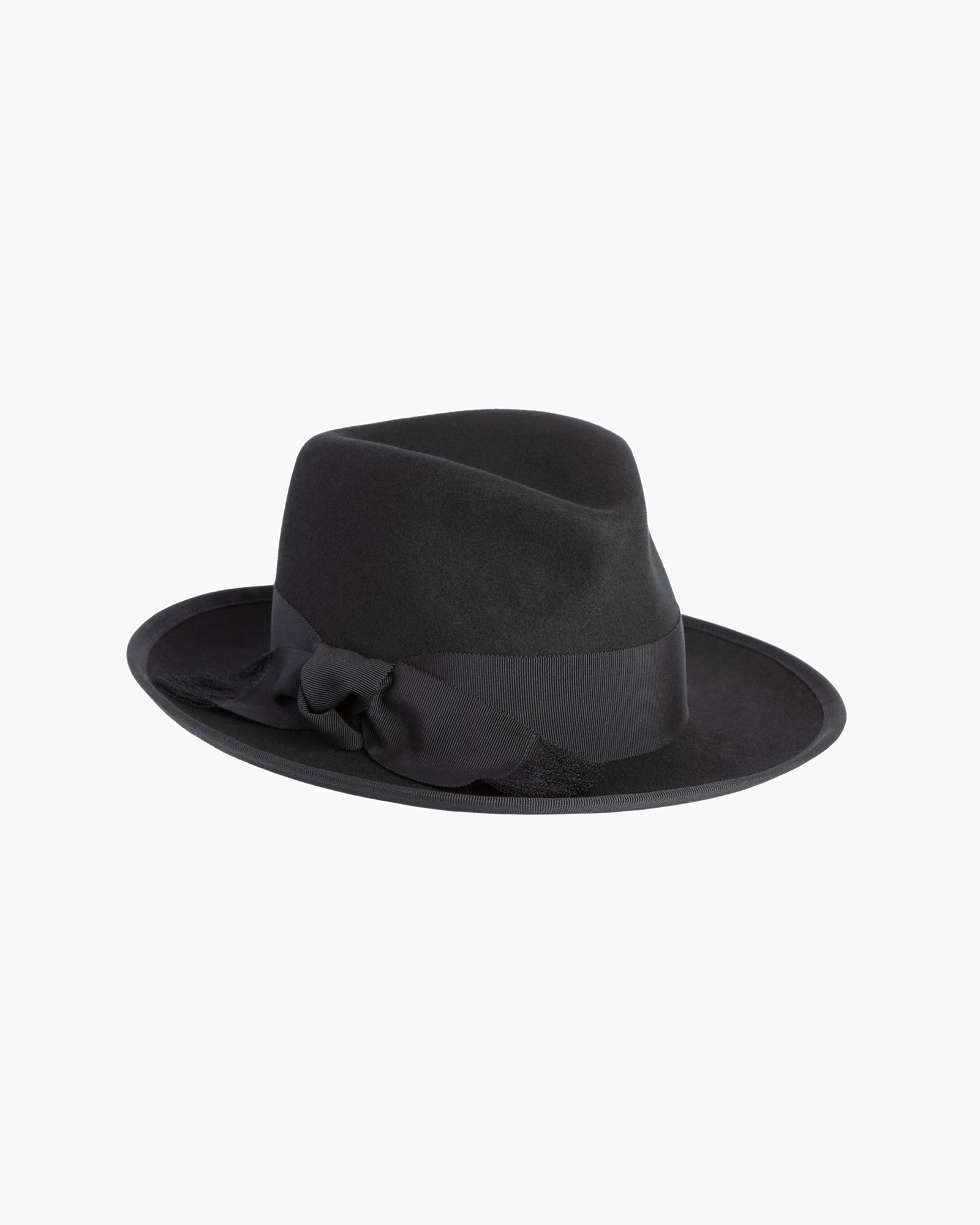 Tyler Felt Fedora Hat | Fringed Grosgrain Bow | Eric Javits