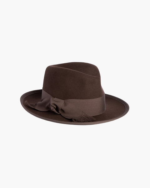Tyler Felt Fedora Hat | Fringed Grosgrain Bow | Eric Javits