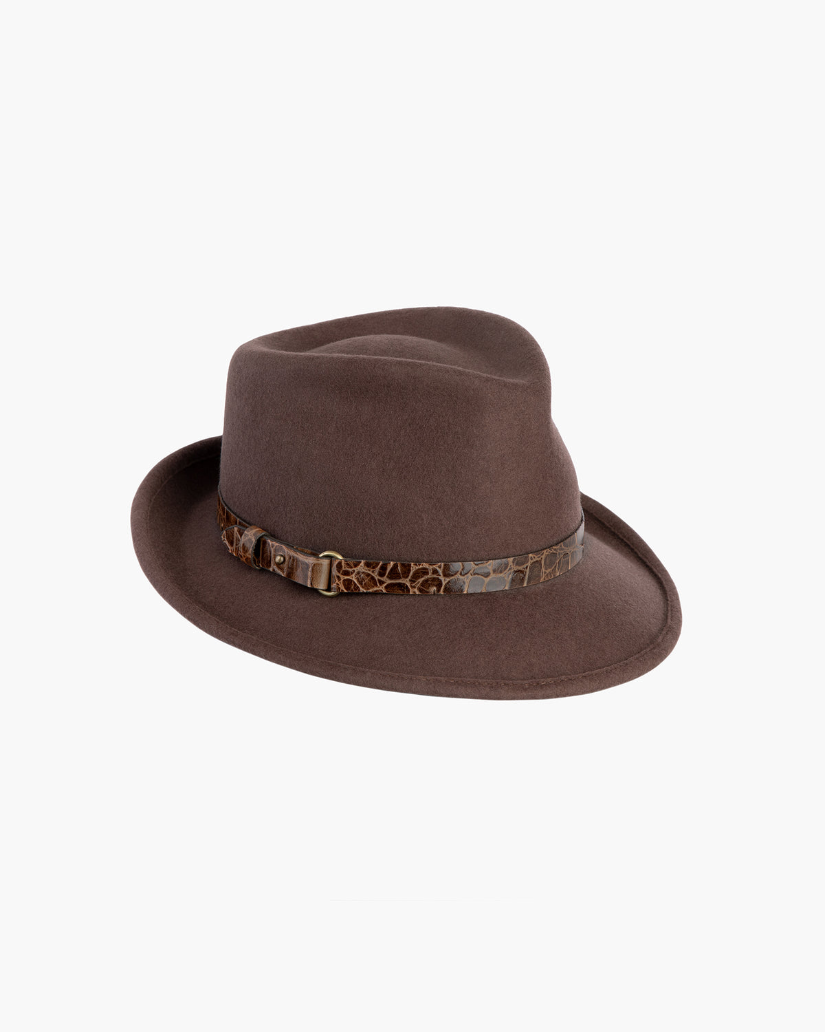 ERIC JAVITS Wool Classic Fedora Hat in Grey Mix Neutral Leather Band One Size FW20_13341_JADE_ALABASTER_S1sm  main image 4