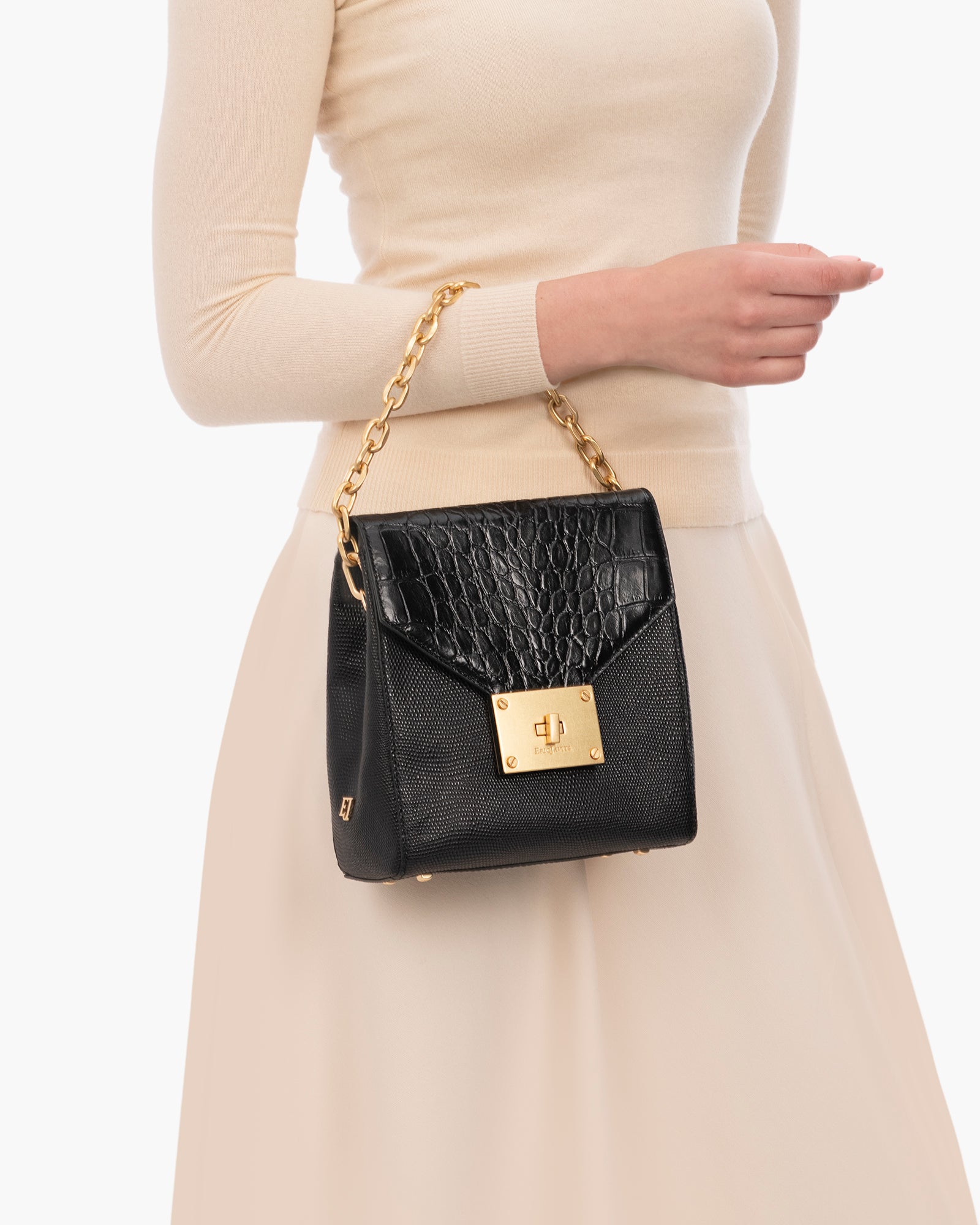Livia Leather Crossbody Bag I Gold-Tone Straps | Eric Javits