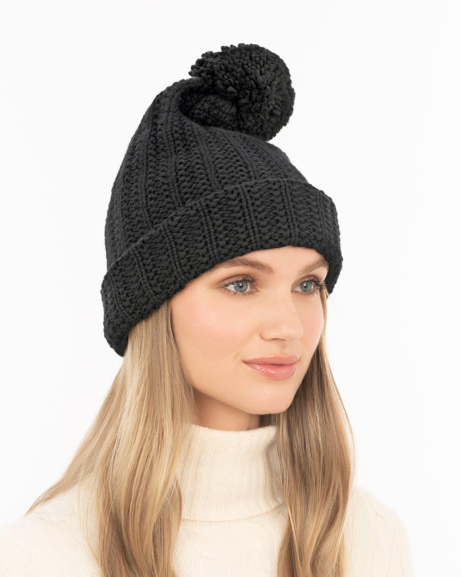 Beanie with Pom Pom | Women's Cashmere Wool | Eric Javits