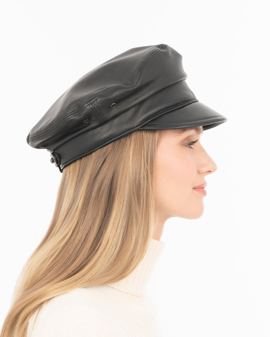 Night Porter Leather Cap Black