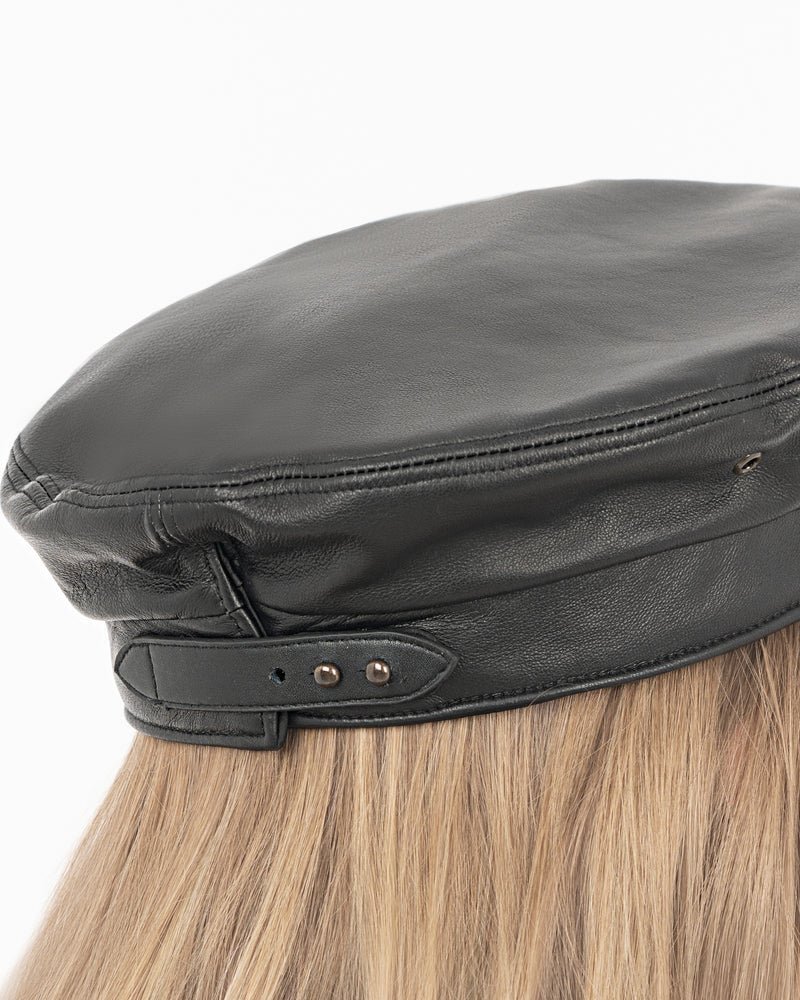 Night Porter Leather Cap Black
