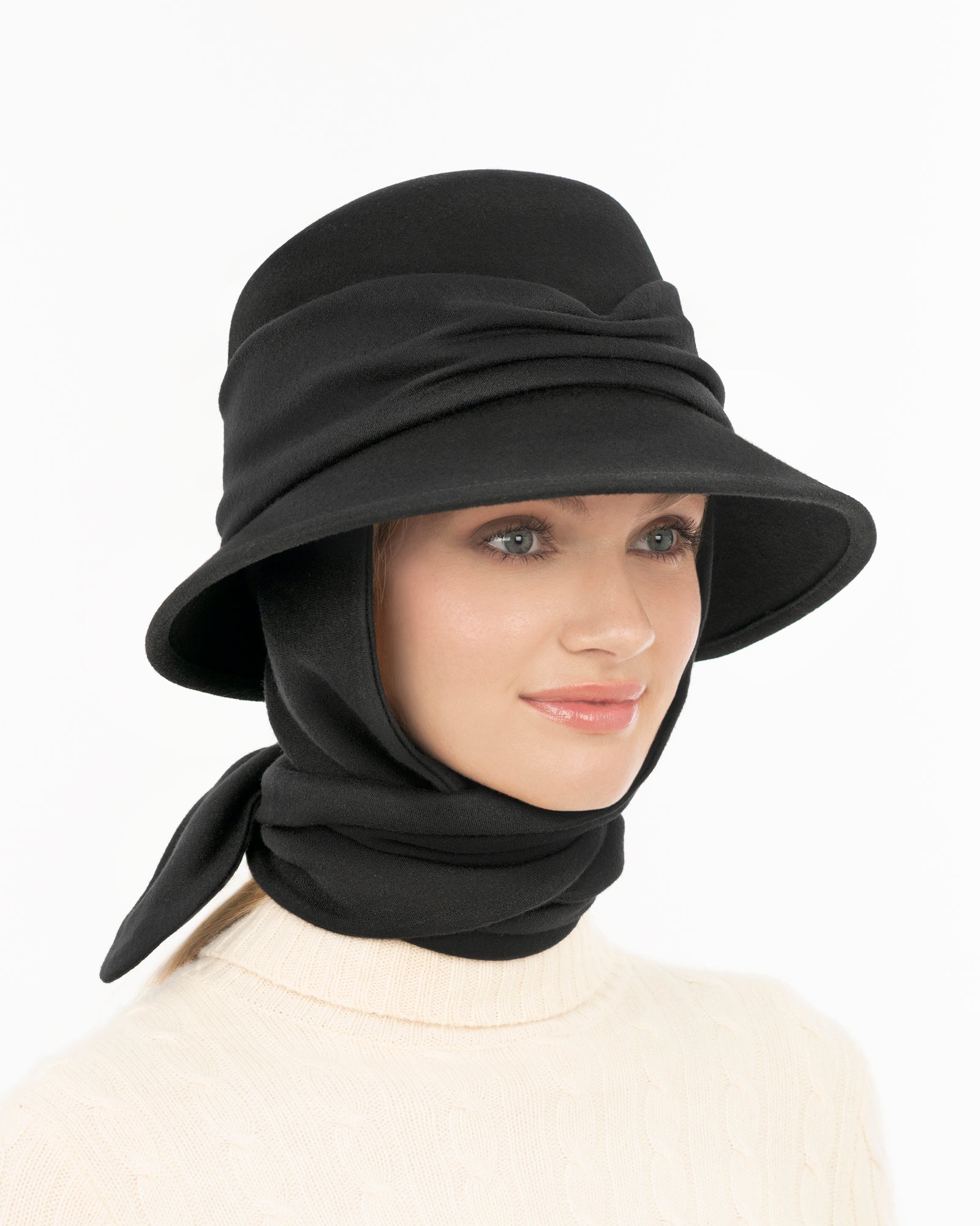 Scarf Agatha I Cloche with Attached Merino Scarf | Eric Javits