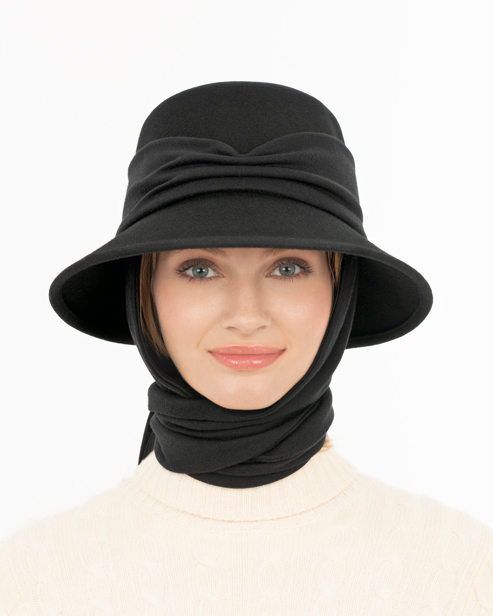 Scarf Agatha I Cloche with Attached Merino Scarf | Eric Javits