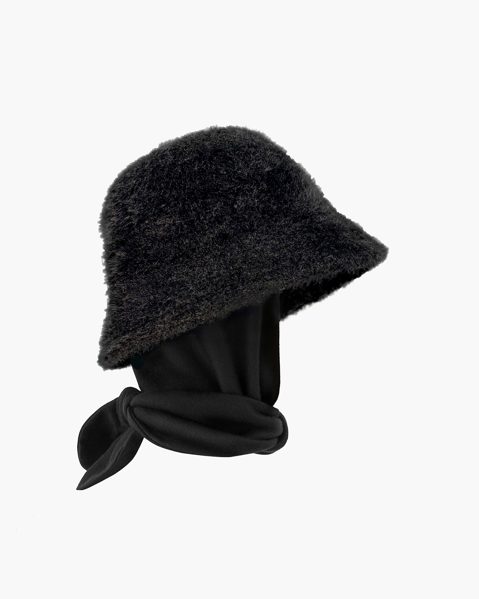 Fuzzy Bucket With Scarf Black Eric Javits