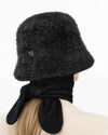 Fuzzy Bucket With Scarf Black Eric Javits