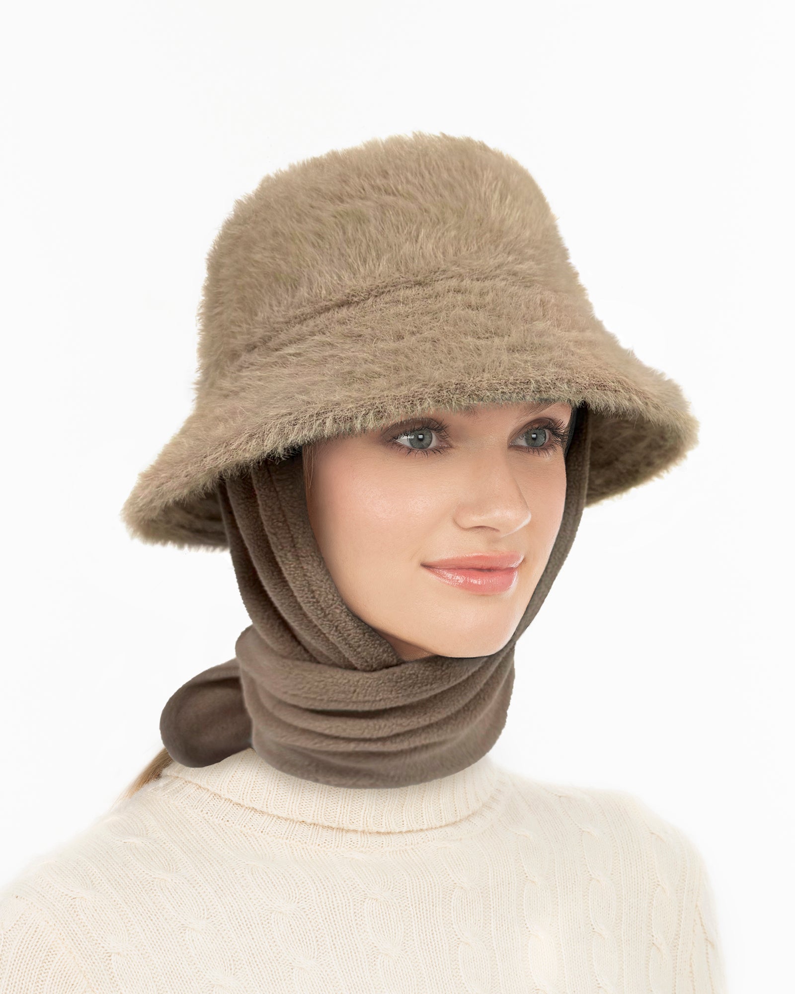 Fuzzy Buff Bucket With Scarf Buff Eric Javits