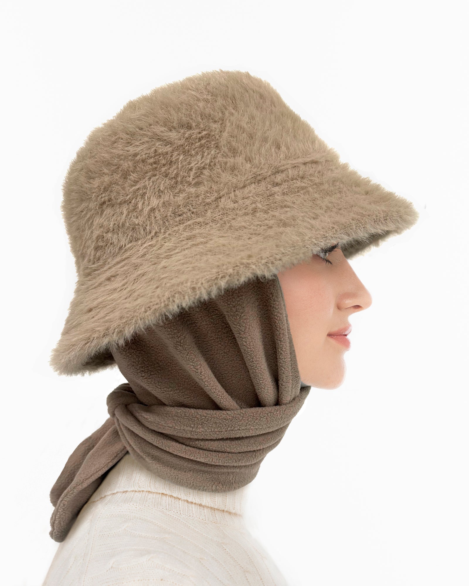 Fuzzy Buff Bucket With Scarf Buff Eric Javits