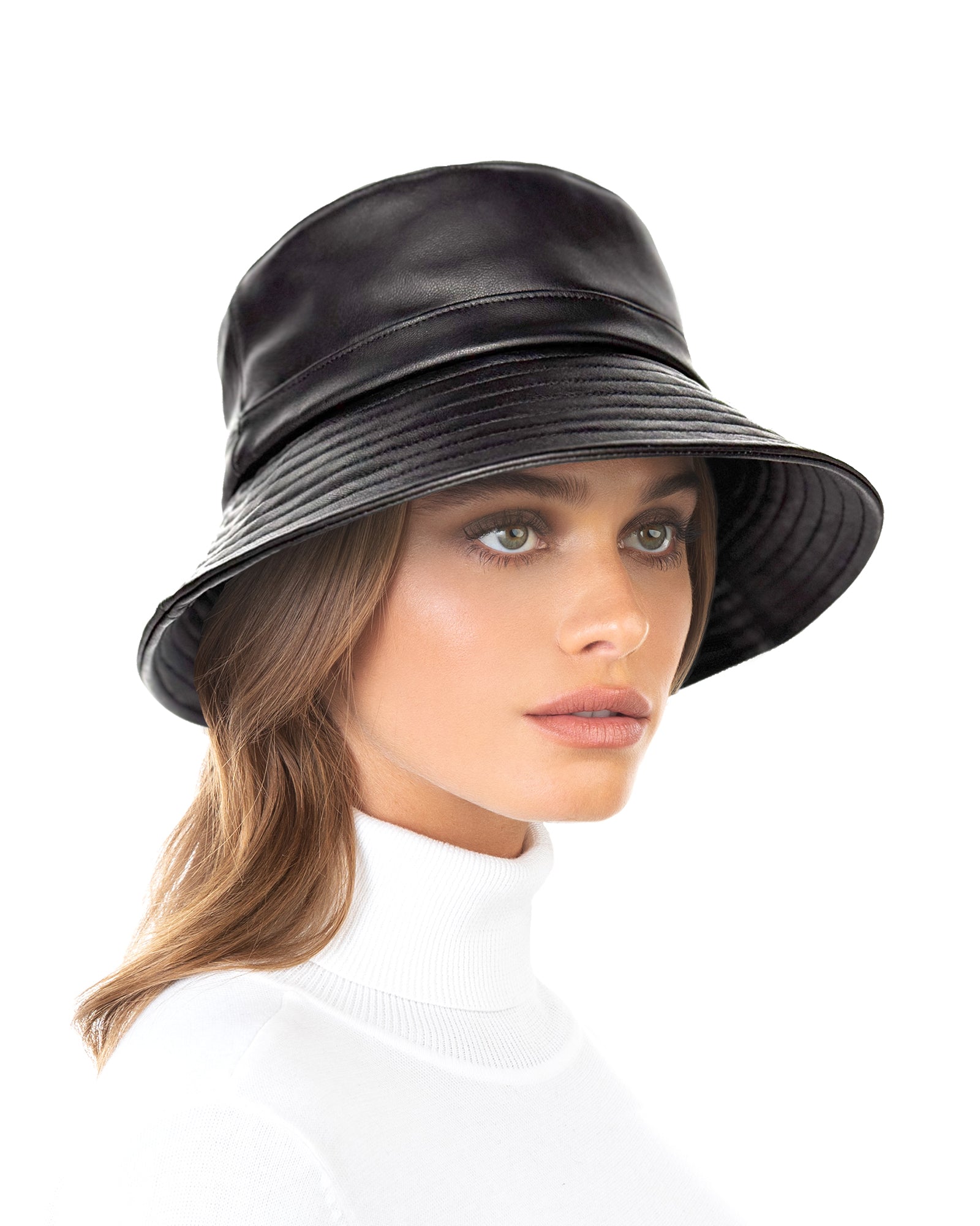 Leather Bucket Hat in Napa Leather for Women | Eric Javits