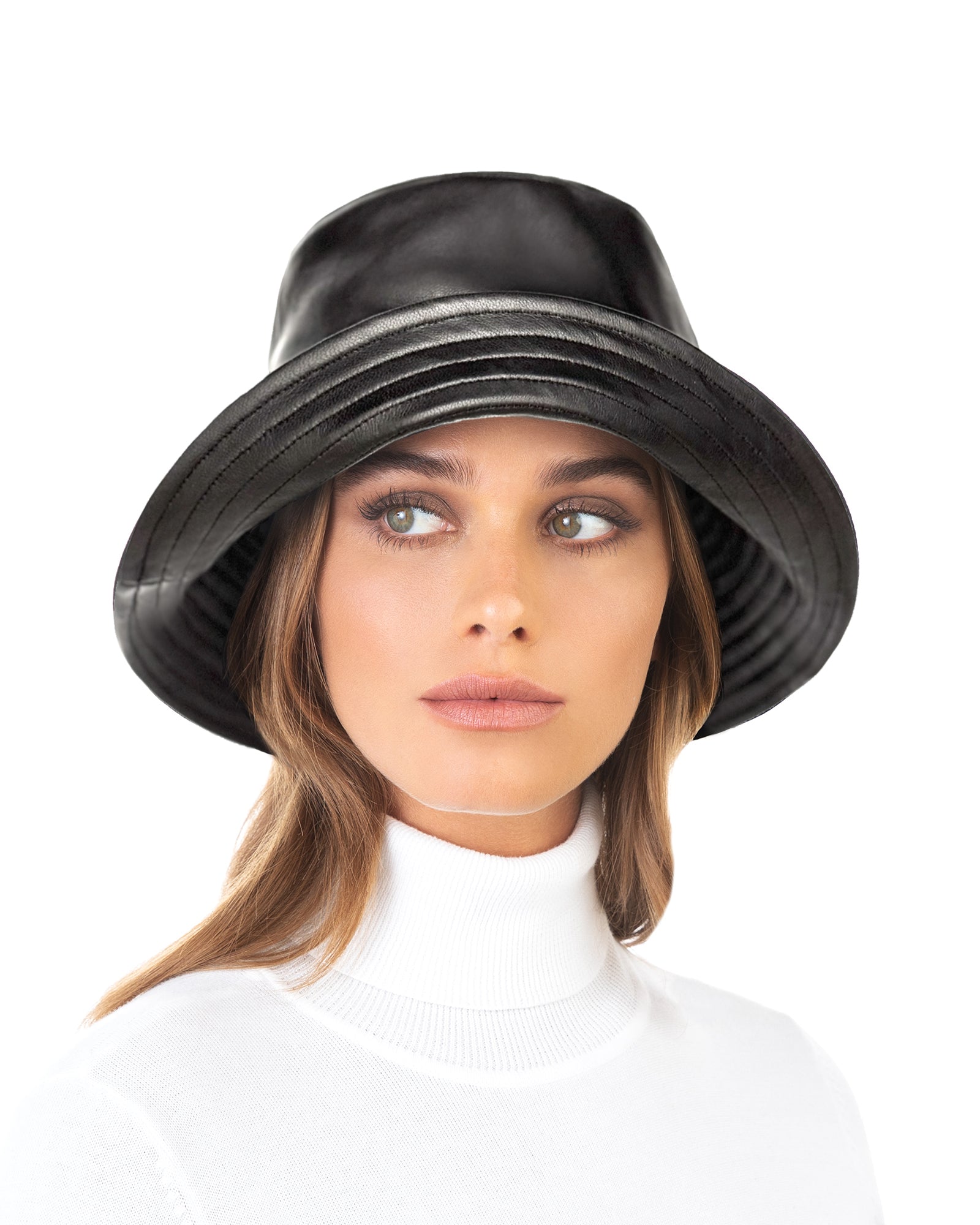 Leather Bucket Hat in Napa Leather for Women | Eric Javits