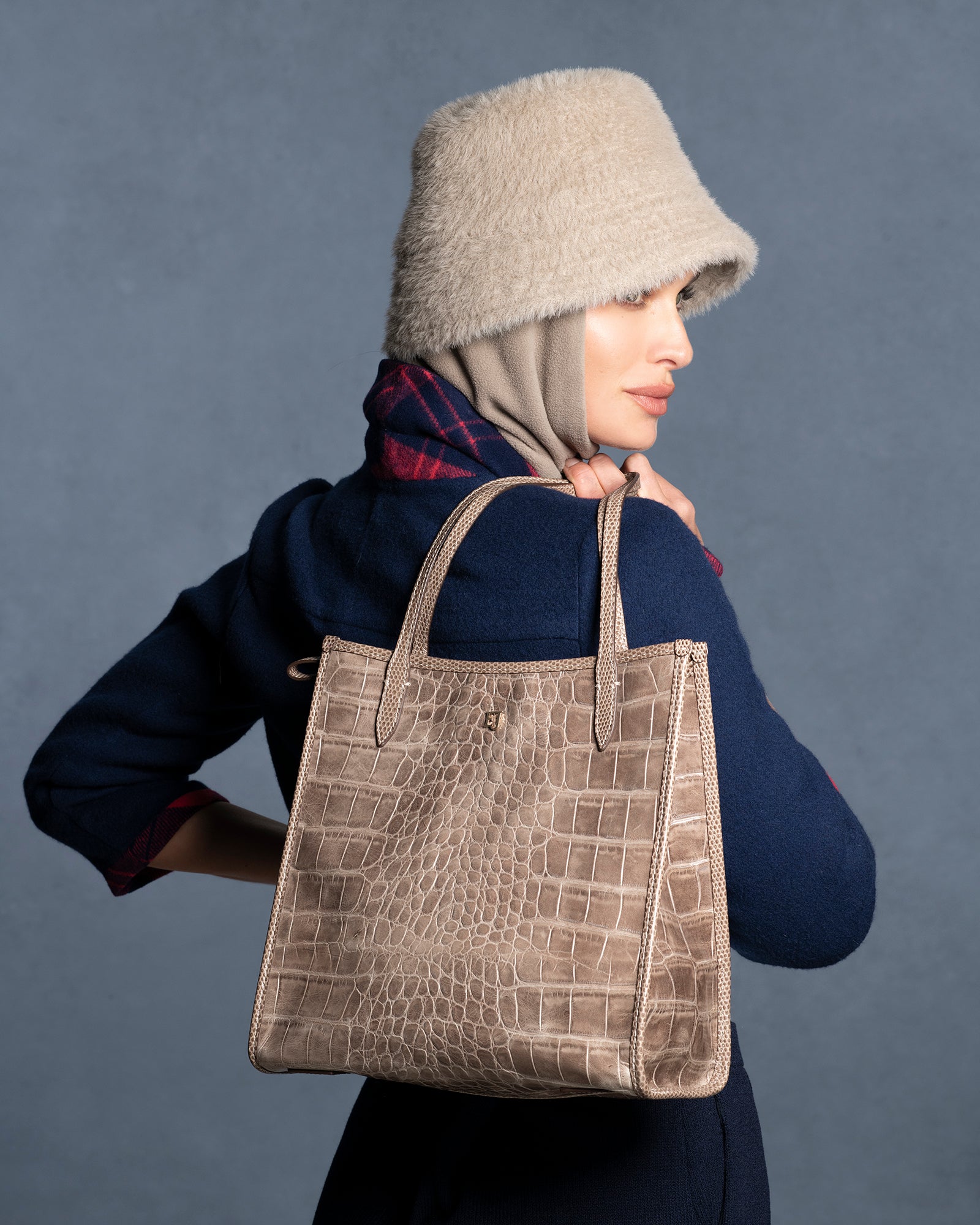 Fuzzy Buff Bucket With Scarf Buff Eric Javits