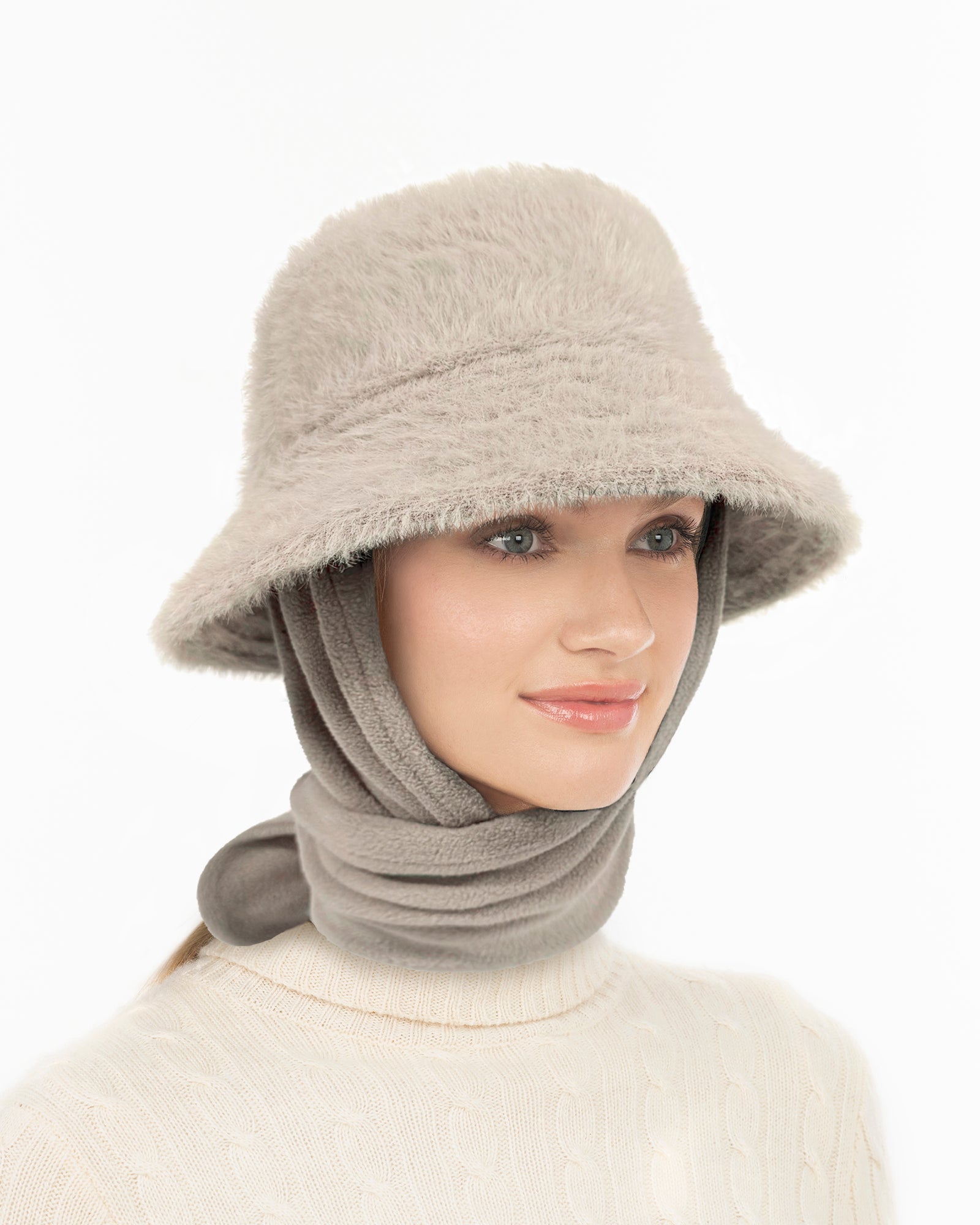 Fuzzy Bucket With Scarf