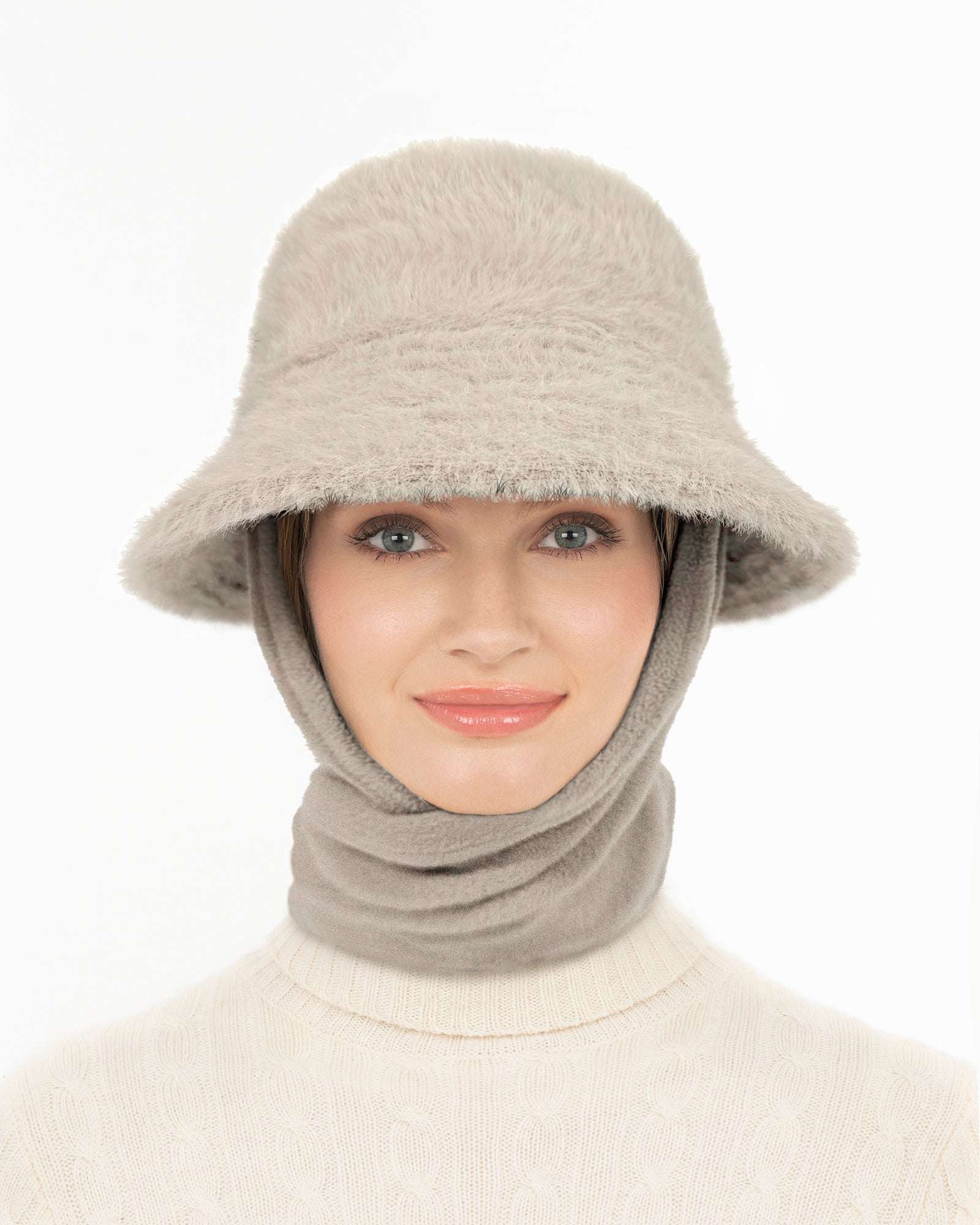 Fuzzy Bucket With Scarf