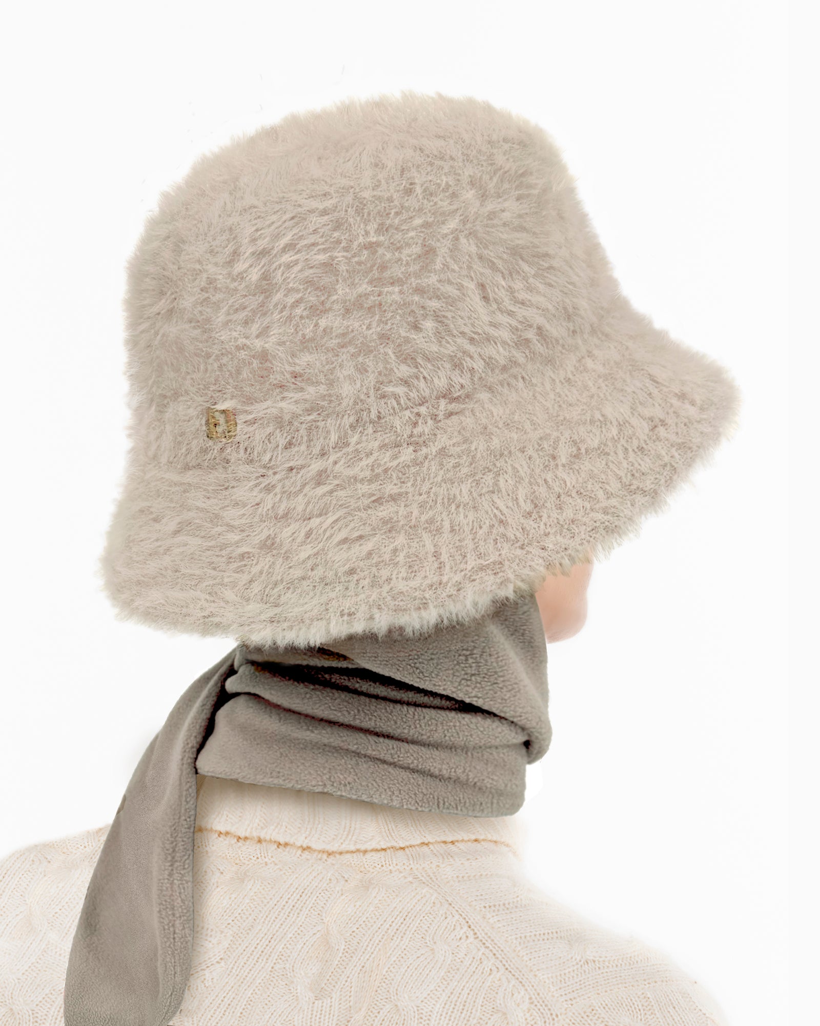 Fuzzy Bucket With Scarf