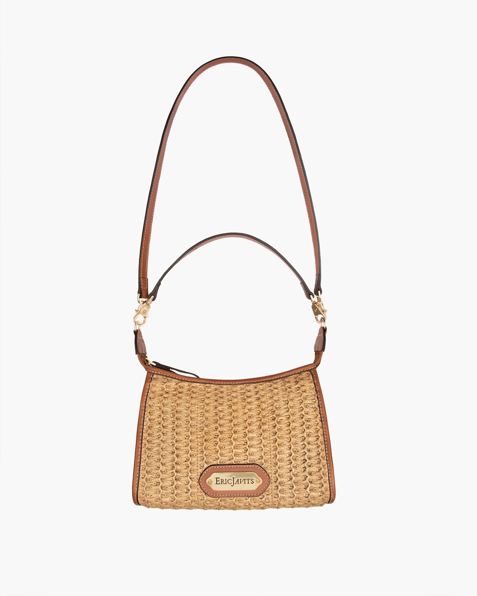 Lil Zippy I Raffia Zip Pouch with Leather Trim | Eric Javits