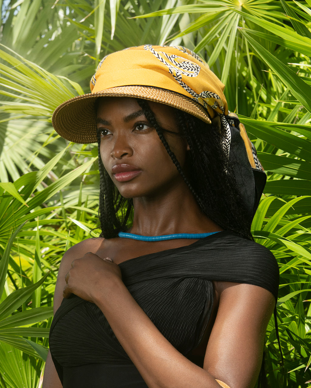 Bandana Visor Natural/Black Mix Eric Javits