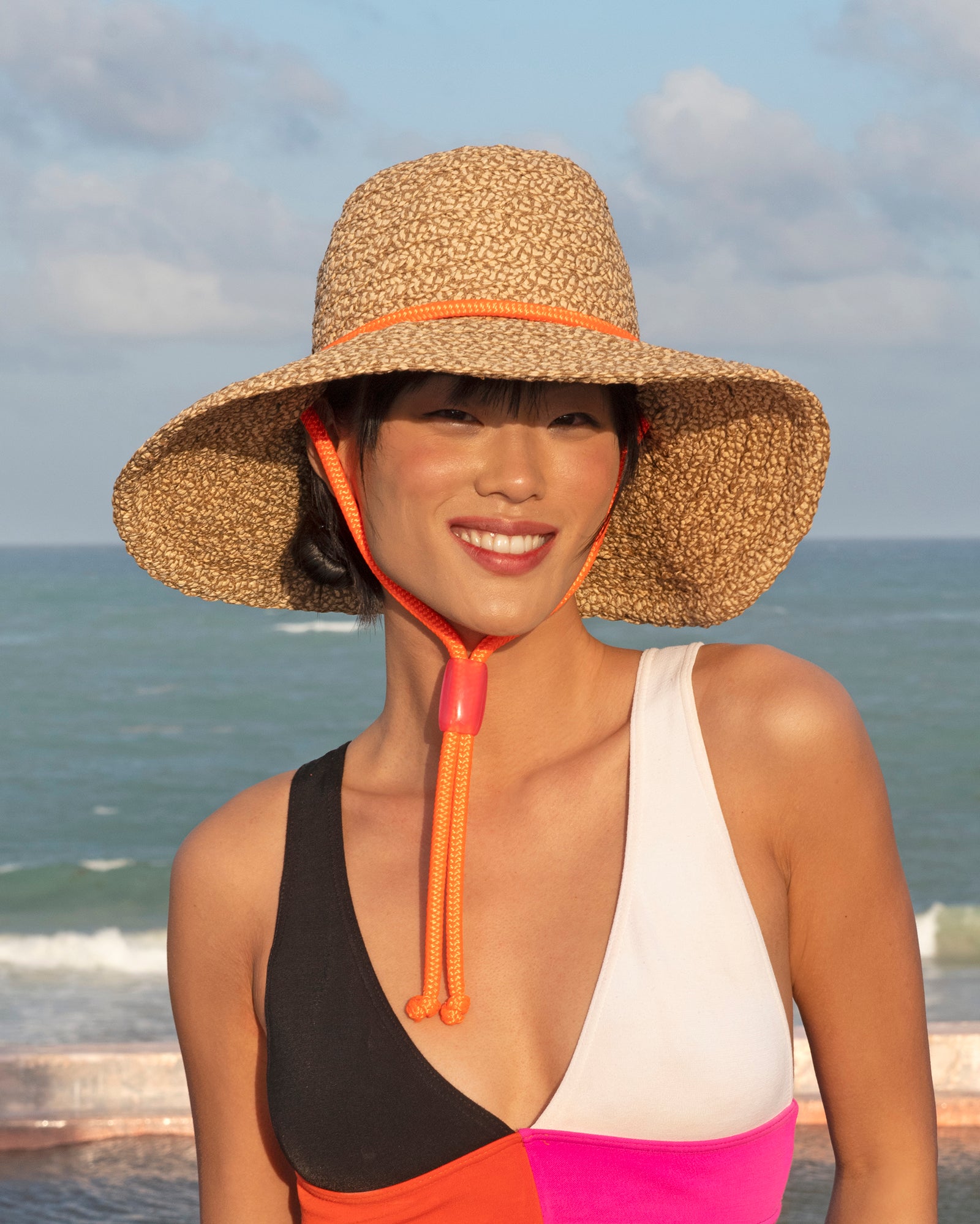 MEDI BEADS STRING STRAW HAT アメリヴィンテージ Pine | Macrame Knot Natural Twine Hat Band With Wood Beads