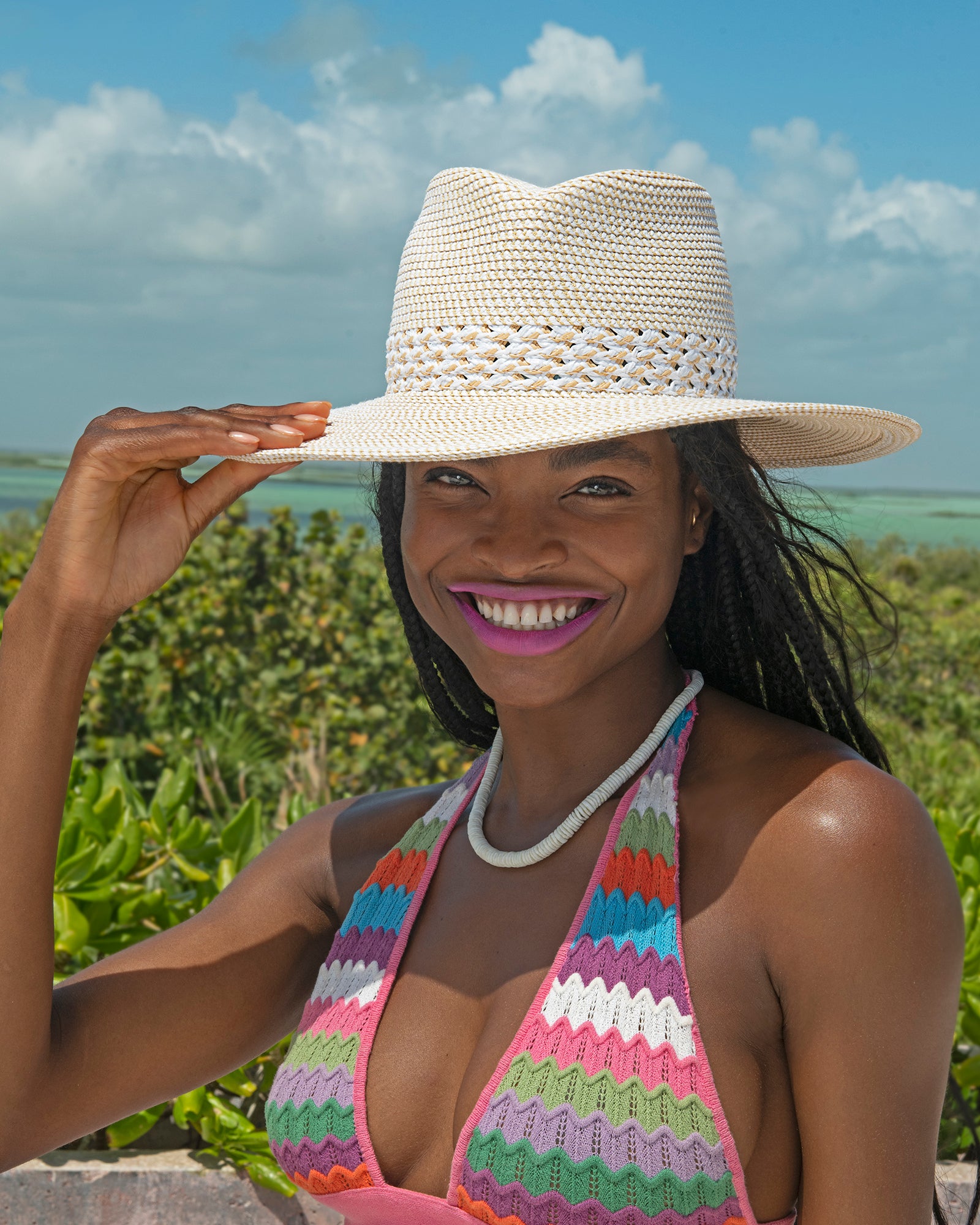 Squishee® Bayou Fedora Hat White Mix Eric Javits